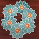 Turquoise Beaded Floral Coasters, Handmade Beaded Coasters, Decorative Coasters