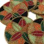 Floral Multicolored Beaded Coasters, Housewarming present, Set of 6, 4 Inches