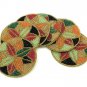 Floral Multicolored Beaded Coasters, Housewarming present, Set of 6, 4 Inches