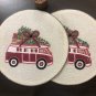 Christmas Car Beaded Placemats, Centre Piece, Gift Set, Size 14", Set of 4