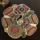 Christmas Bell Beaded Placemats, Charger Plates, Centre Piece Set Of 4