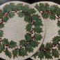 Christmas Garland Beaded Placemats, Table Decoration, Gift Set, Size 14" Set Of 4
