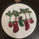 Ornaments Stockings Christmas Beaded Placemats, Set Of 4 ,Beaded Charger Plates, Centre Piece, 14''