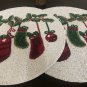 Ornaments Stockings Christmas Beaded Placemats, Set Of 4 ,Beaded Charger Plates, Centre Piece, 14''