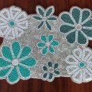Handmade Set of 4 Beaded Floral Placemats Halloween Autumn Fall Holiday, 16" L x 12" W Square