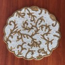 Handmade Beaded  Placemats, 14 inch Round - White Gold, Set of 4,