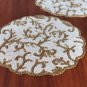 Handmade Beaded Placemats, 14 inch Round - White Gold, Set of 4,