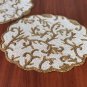 Handmade Beaded Placemats, 14 inch Round - White Gold, Set of 4,