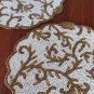 Handmade Beaded Placemats, 14 inch Round - White Gold, Set of 4,