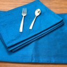 Blue Placemats, Set of 4 Handmade Dupioni Silk Mats, Housewarming Gift Set