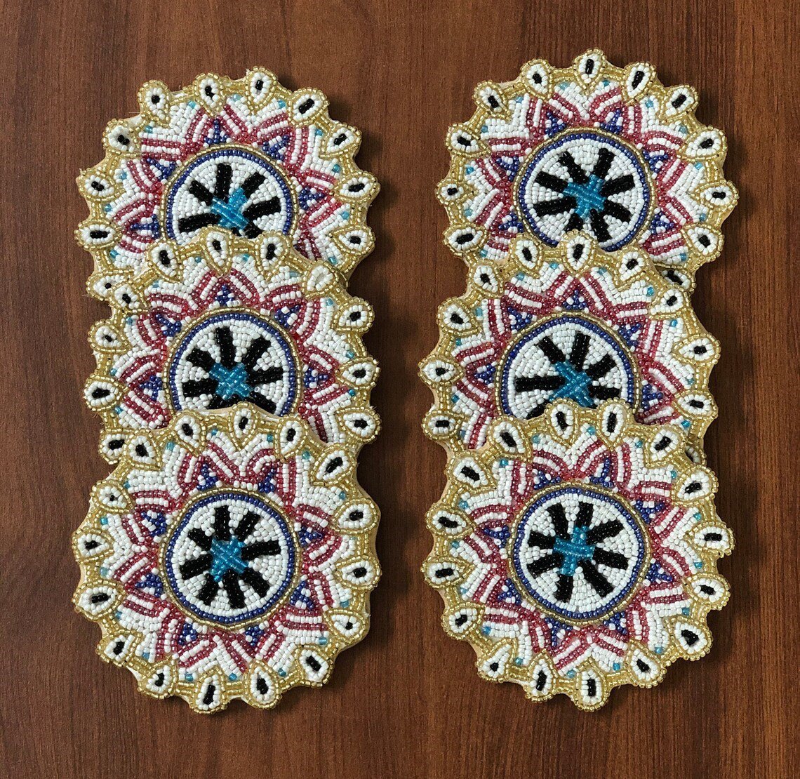 Beaded Floral Multi Colored Coasters, Handmade Coasters, Decorative Coasters, Gift for her