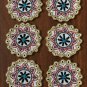 Beaded Floral Multi Colored Coasters, Handmade Coasters, Decorative Coasters, Gift for her