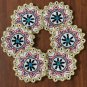 Beaded Floral Multi Colored Coasters, Handmade Coasters, Decorative Coasters, Gift for her