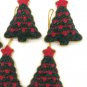 Set of 6 Green Red Christmas Tree Ornaments, Holiday Decor, Xmas Hanging, Handmade Christmas Hanging
