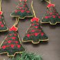 Set of 6 Green Red Christmas Tree Ornaments, Holiday Decor, Xmas Hanging, Handmade Christmas Hanging