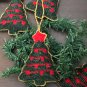 Set of 6 Green Red Christmas Tree Ornaments, Holiday Decor, Xmas Hanging, Handmade Christmas Hanging
