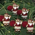 Santa Christmas Ornaments Red White Set of 5, Holiday Decor, Xmas Hanging, Santa Hanging