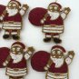 Santa Christmas Ornaments Red White Set of 5, Holiday Decor, Xmas Hanging, Santa Hanging