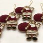 Santa Christmas Ornaments Red White Set of 5, Holiday Decor, Xmas Hanging, Santa Hanging