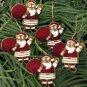 Santa Christmas Ornaments Red White Set of 5, Holiday Decor, Xmas Hanging, Santa Hanging