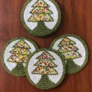 Christmas Tree Glass Beaded Coasters Set, Handmade Beaded Coasters, Decorative Coasters