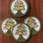 Christmas Tree Glass Beaded Coasters Set, Handmade Beaded Coasters, Decorative Coasters