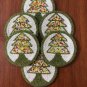 Christmas Tree Glass Beaded Coasters Set, Handmade Beaded Coasters, Decorative Coasters