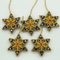 Star Golden Blue Christmas Holiday Ornaments, Xmas Hanging, Handmade Christmas Hanging, Set of 5