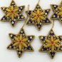 Star Golden Blue Christmas Holiday Ornaments, Xmas Hanging, Handmade Christmas Hanging, Set of 5