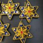 Star Golden Blue Christmas Holiday Ornaments, Xmas Hanging, Handmade Christmas Hanging, Set of 5