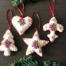 Star Heart Tree Cross Cream White Christmas Ornaments, Holiday Decorg, Handmade Christmas Hanging