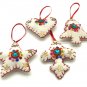 Star Heart Tree Cross Cream White Christmas Ornaments, Holiday Decorg, Handmade Christmas Hanging