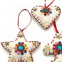 Star Heart Tree Cross Cream White Christmas Ornaments, Holiday Decorg, Handmade Christmas Hanging