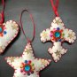 Star Heart Tree Cross Cream White Christmas Ornaments, Holiday Decorg, Handmade Christmas Hanging