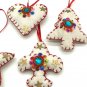 Star Heart Tree Cross Cream White Christmas Ornaments, Holiday Decorg, Handmade Christmas Hanging