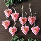 Heart Pink Christmas Ornaments, Holiday Decor, Xmas Hanging, Handmade Christmas Hanging, Set of 8