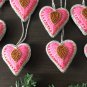 Heart Pink Christmas Ornaments, Holiday Decor, Xmas Hanging, Handmade Christmas Hanging, Set of 8