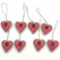 Heart Pink Christmas Ornaments, Holiday Decor, Xmas Hanging, Handmade Christmas Hanging, Set of 8