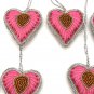Heart Pink Christmas Ornaments, Holiday Decor, Xmas Hanging, Handmade Christmas Hanging, Set of 8