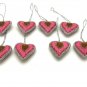 Heart Pink Christmas Ornaments, Holiday Decor, Xmas Hanging, Handmade Christmas Hanging, Set of 8