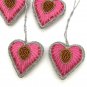 Heart Pink Christmas Ornaments, Holiday Decor, Xmas Hanging, Handmade Christmas Hanging, Set of 8
