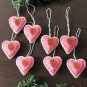 Heart Pink Christmas Ornaments, Holiday Decor, Xmas Hanging, Handmade Christmas Hanging, Set of 8