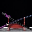 Purple Japanese Samurai Katana Real Sword Handmade 1045 Carbon Steel Blade Razor