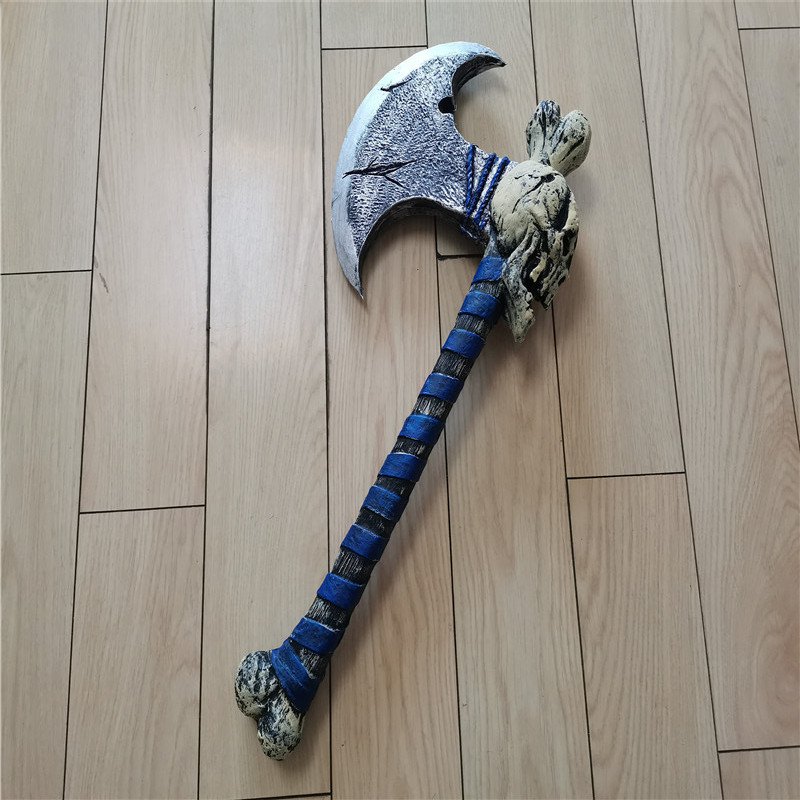 Blue Skull Axe Toy Not Real Axe Model PU Prop Weapons Holiday Gift 59cm