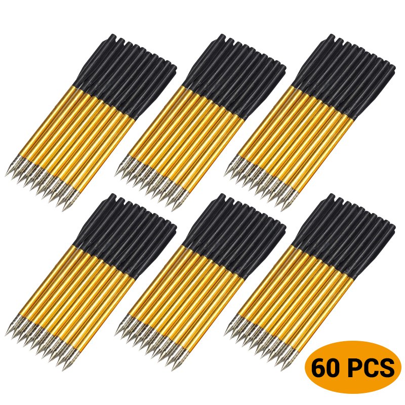 60 Pcs Golden Aluminum Archery Arrow 6.2 inch Crossbow Hunting Shooting
