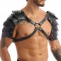 Double Shoulder PU Leather Body Chest Harness Viking for Party Cosplay Halloween
