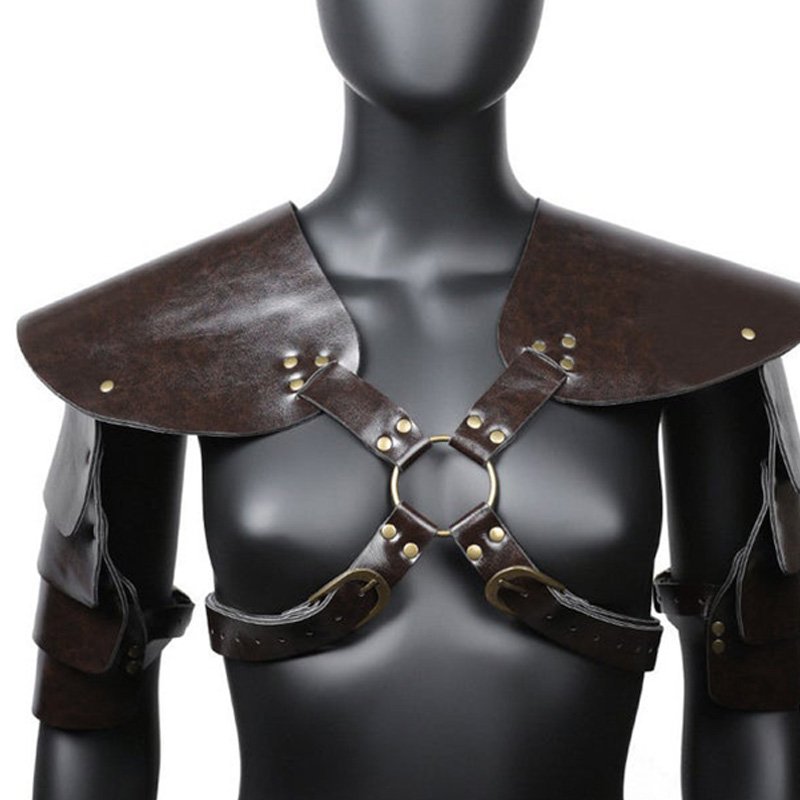Handmade Steampunk Shoulder Arm Armor Medieval Viking Knight Cosplay Costume Accessory Leather