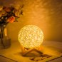 LED Moon Night Light USB Table Lamp Hand-Knit Ball Rattan Lampshade Wedding Home Decor