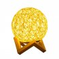 LED Moon Night Light USB Table Lamp Hand-Knit Ball Rattan Lampshade Wedding Home Decor