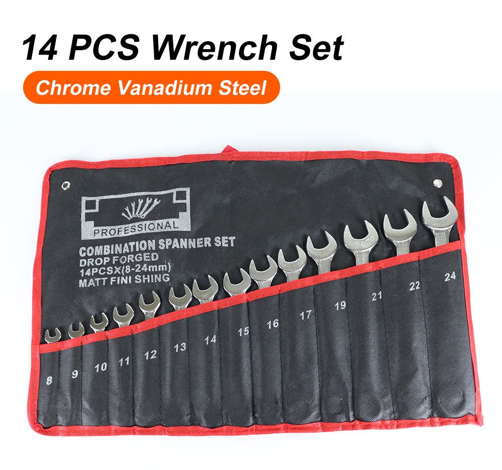 14 PCS Wrench Set Trunk Spring Metric Combination Ratchet Spanners Set Car Repair Tools